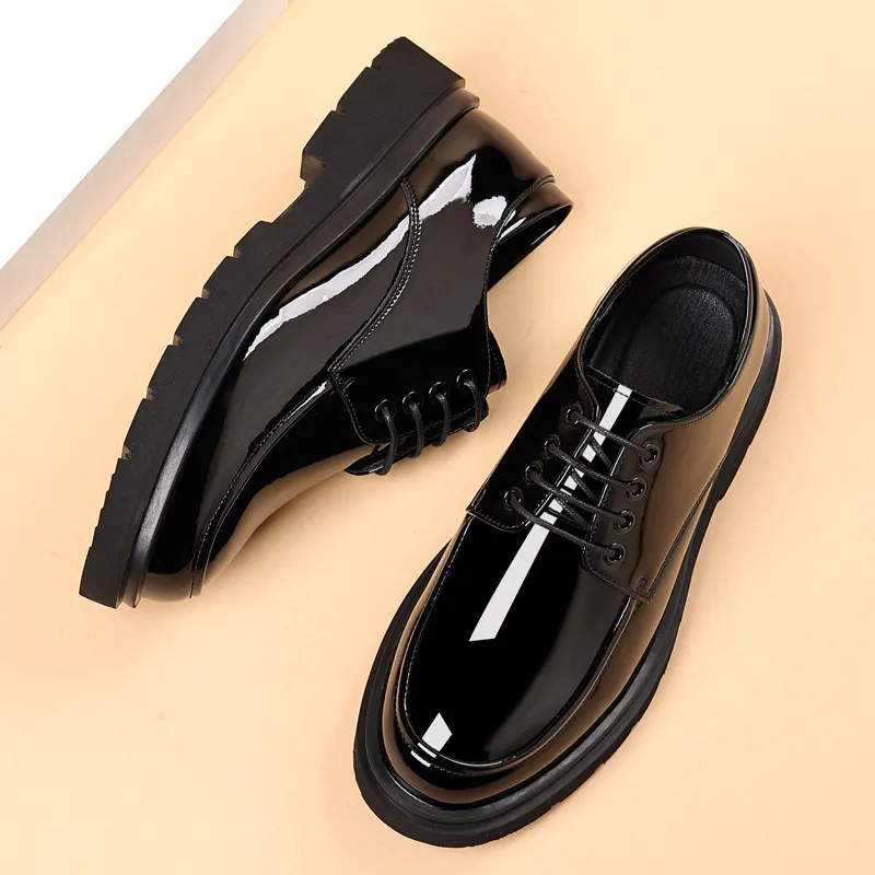 QLFashion chaussures hommes brillant jeunesse plate-forme accrue affaires styliste robe gros orteil